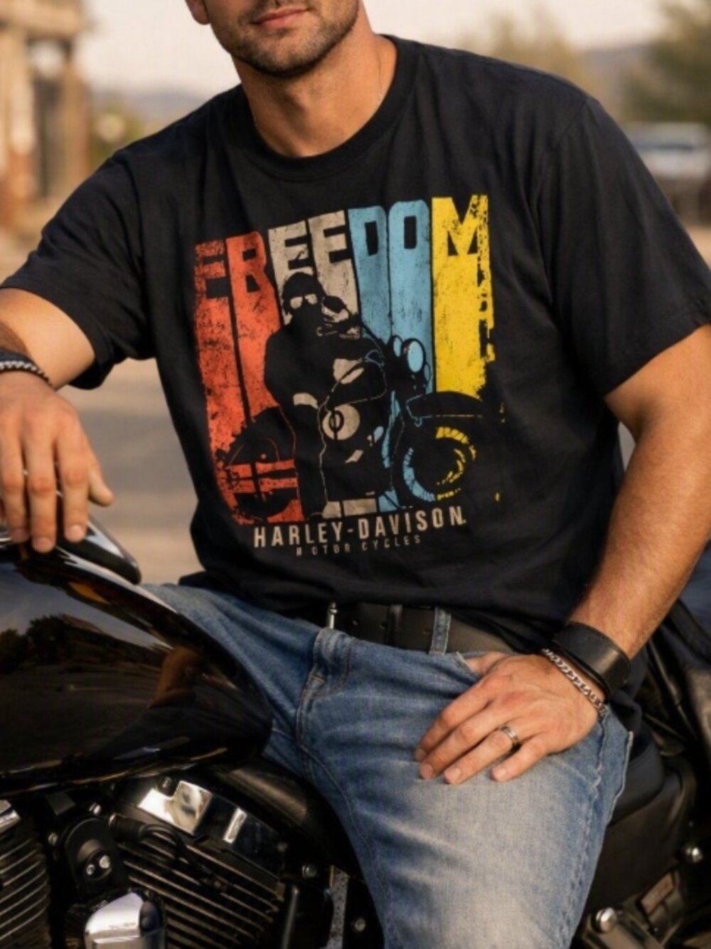 Harley‑Davidson Retro Graphic Moto Tee XL Vintage Biker Faded Freedom Shirt
